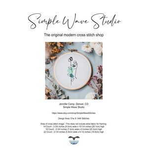 Women Boho Abstract Flower Figure Line Art Counted Cross Stitch‎ Pattern Chart